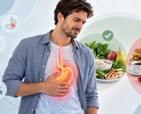 Reflusso gastroesofageo e alimentazione: scopri quali cibi possono peggiorare i sintomi, cosa mangiare e quali abitudini possono aiutare.